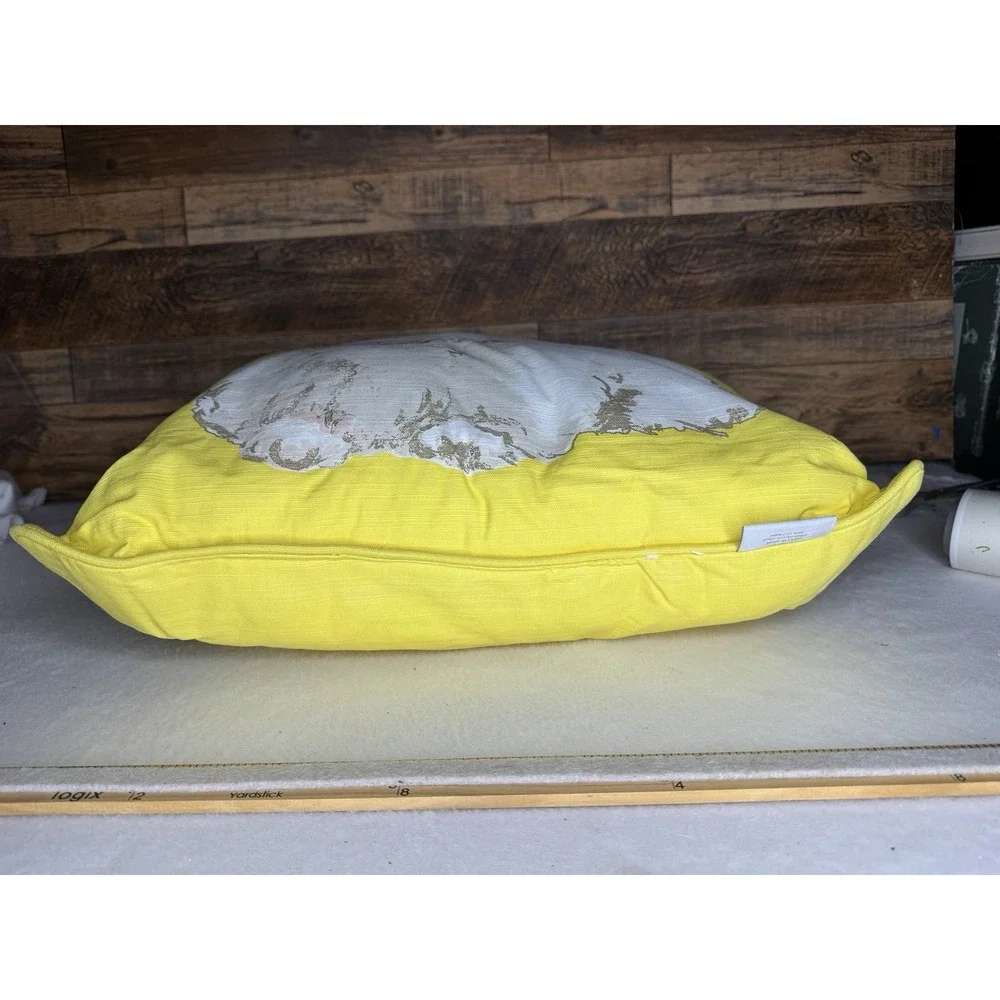 Pottery‎ Barn Yellow Watercolor White Bunny Rabbit Throw Pillow Decor RARE